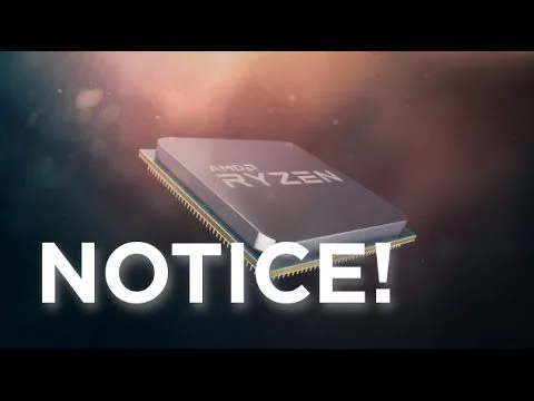 progressive Robot notice graphic with an AMD Ryzen processor chip above large text reading NOTICE!