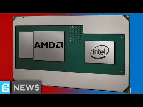 progressive Robot graphic showing AMD and Intel logos on a computer chip, with a "NEWS" label in the corner