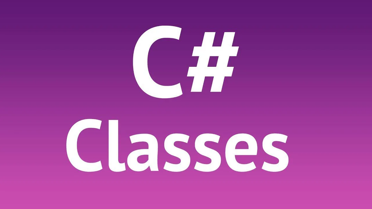 progressive Robot text reading “C# Classes” on a purple gradient background