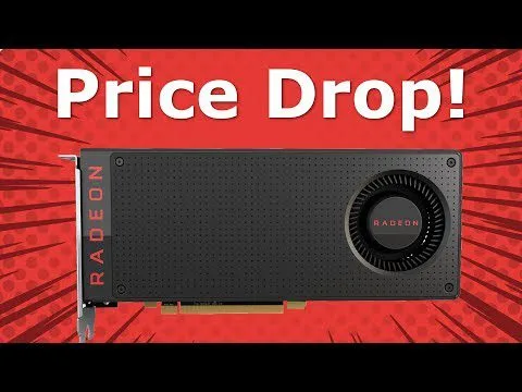 progressive Robot banner reading Price Drop! above an AMD Radeon graphics card on a red comic-style background