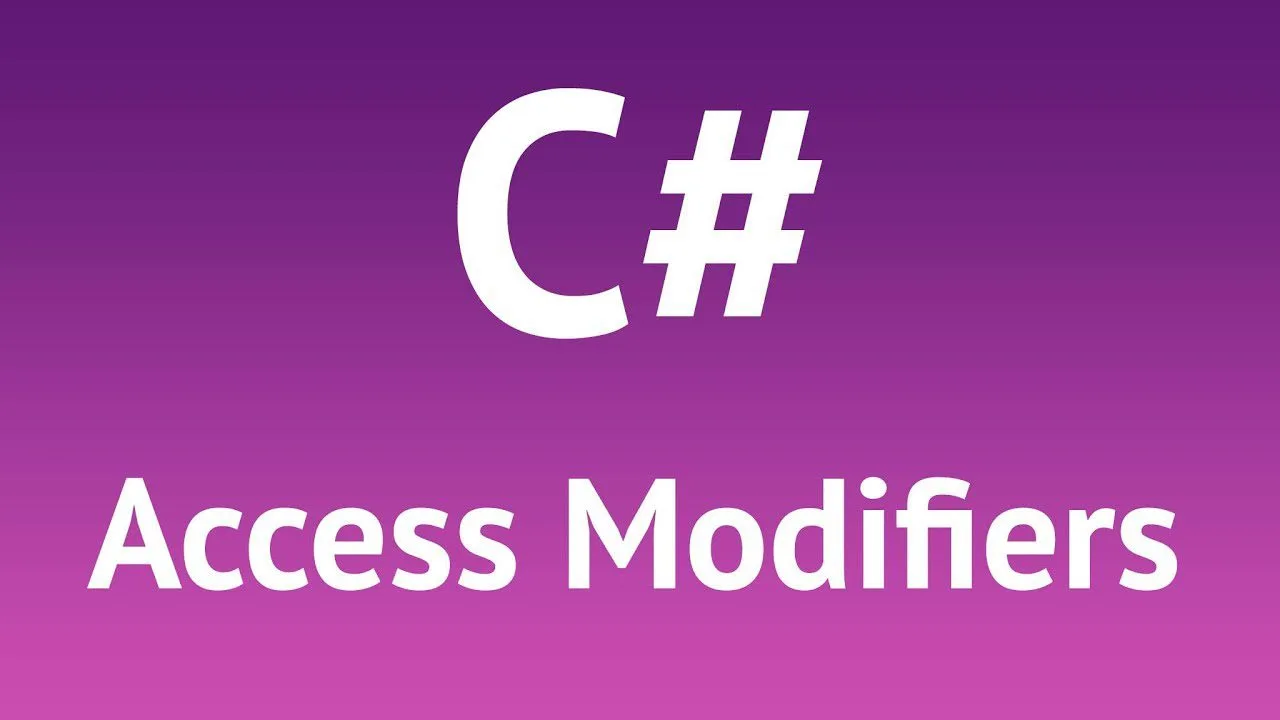 progressive Robot C# Access Modifiers text on a purple gradient background