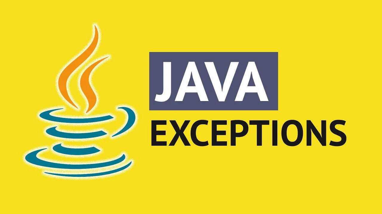 progressive Robot Java Exceptions title with Java coffee cup logo on a yellow background