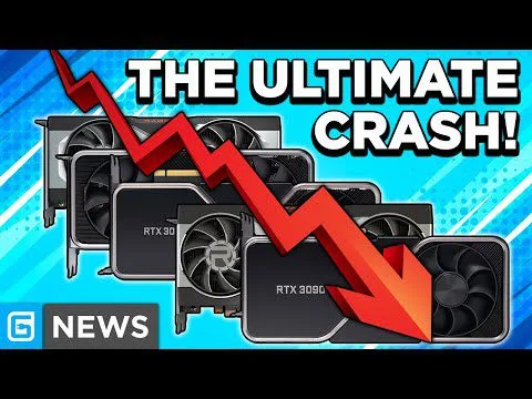 progressive Robot graphic cards with a red downward arrow and the text THE ULTIMATE CRASH! with G NEWS logo