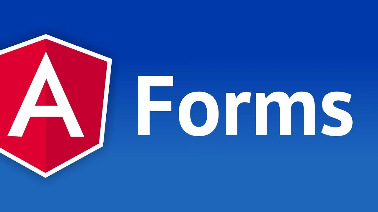 progressive Robot Angular Forms logo with red shield icon and white “Forms” text on blue background