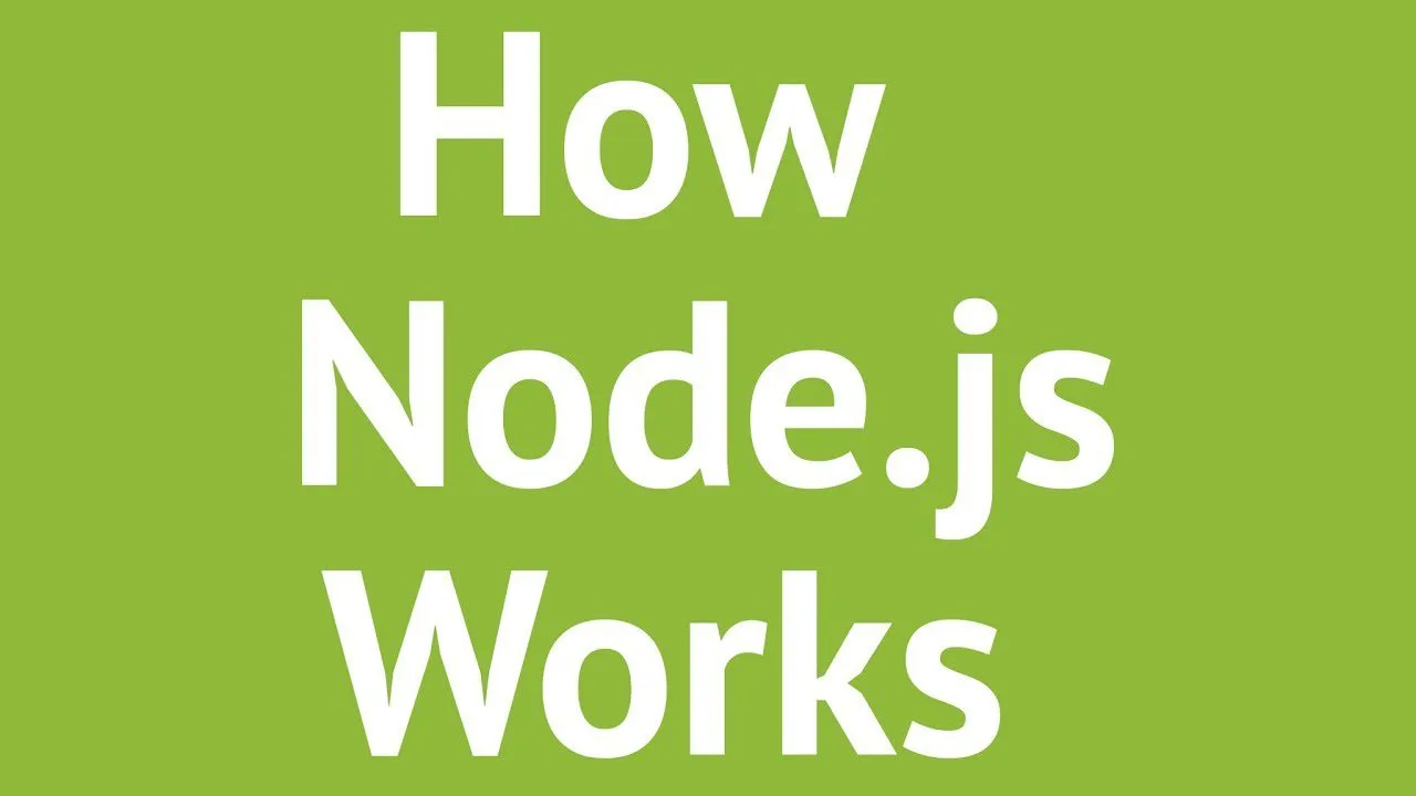 progressive Robot green background with large white text reading How Node.js Works