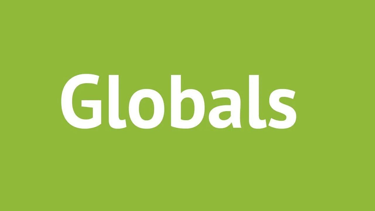 Progressive Robot, "Globals" in large white letters on a green background