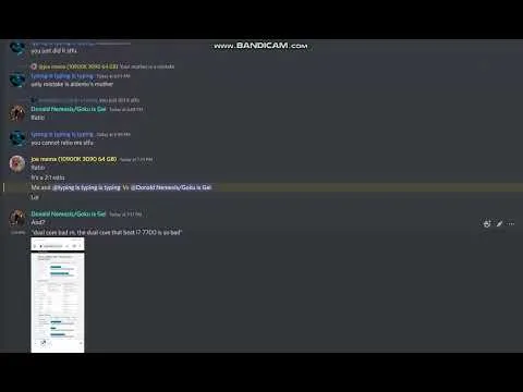 progressive Robot, chat interface with messages and a small screenshot preview, Bandicam watermark at top