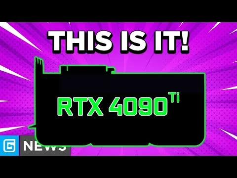 Progressive Robot with bold text THIS IS IT! above RTX 4090 Ti on a purple comic-style background.