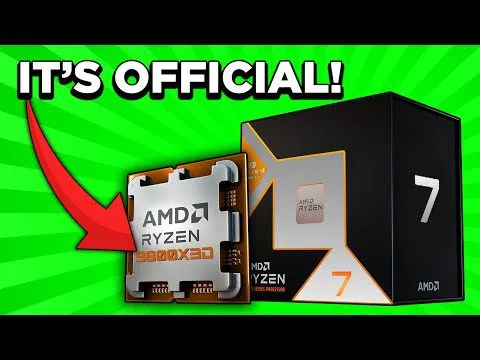 progressive Robot, graphic with text “IT’S OFFICIAL!” pointing to AMD Ryzen 7 CPU and box labeled “Ryzen 7”