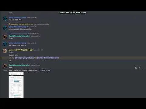 progressive Robot screenshot of a Discord chat with BANDICAM.com watermark and a small embedded image preview near the bottom