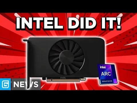 Progressive Robot thumbnail with Intel Arc graphics card and bold text INTEL DID IT! on a red burst background.