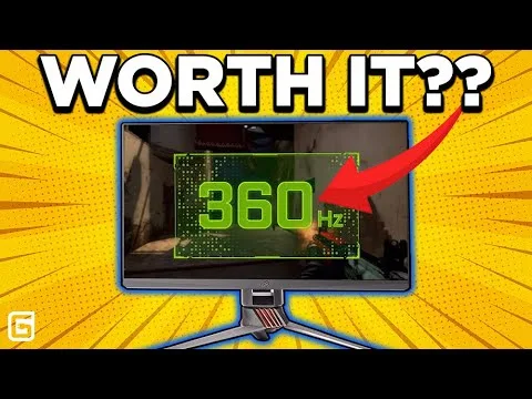 progressive Robot thumbnail with text “WORTH IT??” above a monitor showing “360 Hz” and a red arrow pointing to it