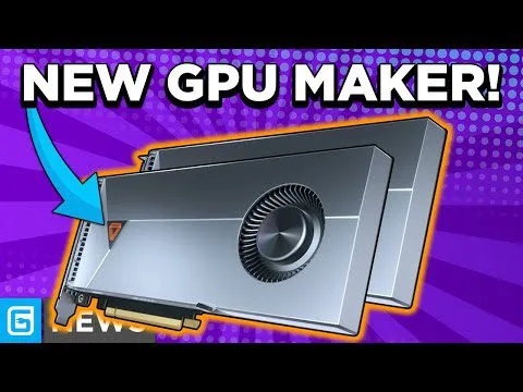 Progressive Robot, thumbnail with “NEW GPU MAKER!” text and an arrow pointing to a graphics card on a purple background