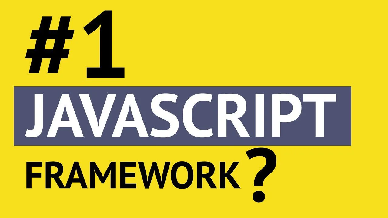 progressive Robot graphic with text “#1 JAVASCRIPT FRAMEWORK?” on a yellow background