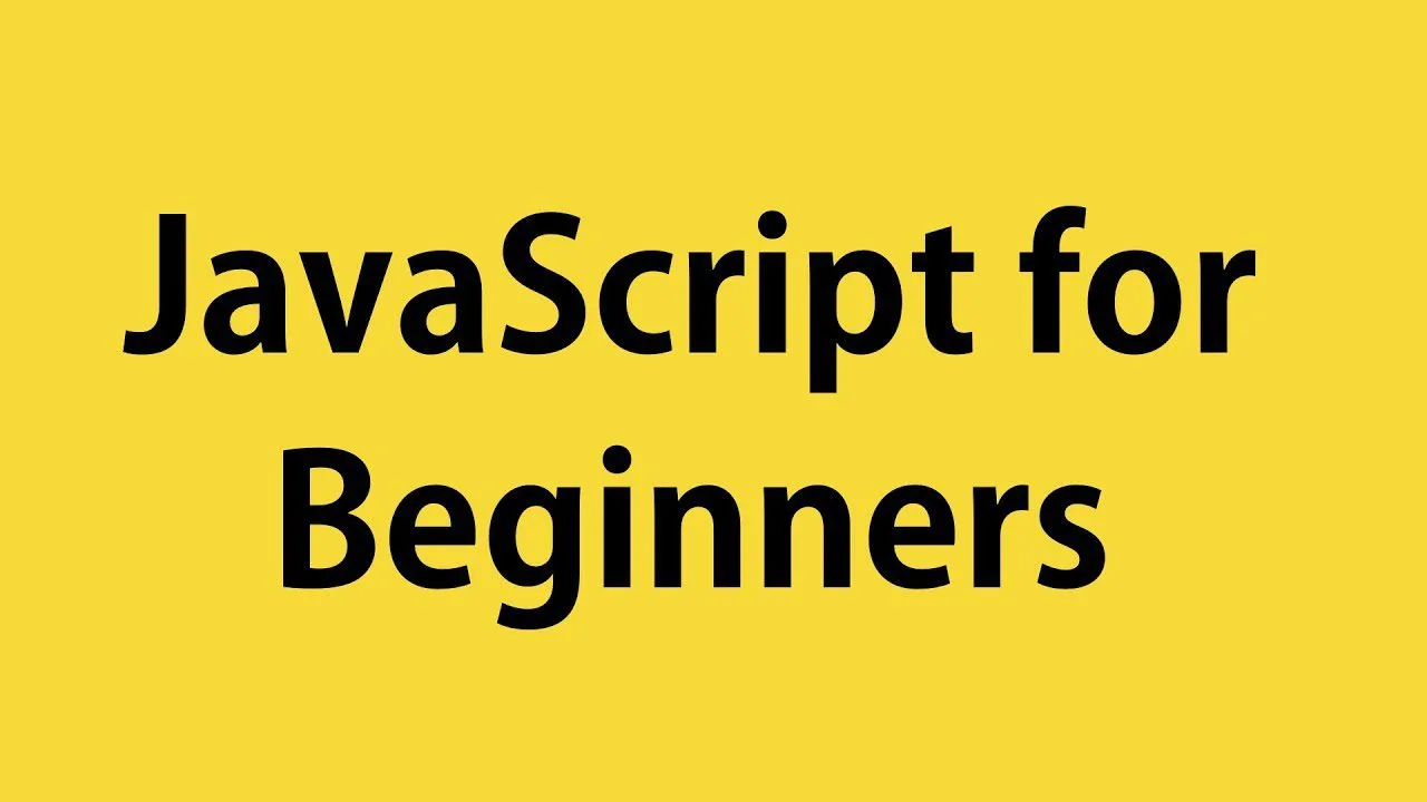 progressive Robot text reading JavaScript for Beginners on a yellow background