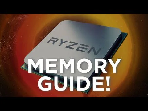 Progressive Robot holding an AMD Ryzen chip with large text reading MEMORY GUIDE!