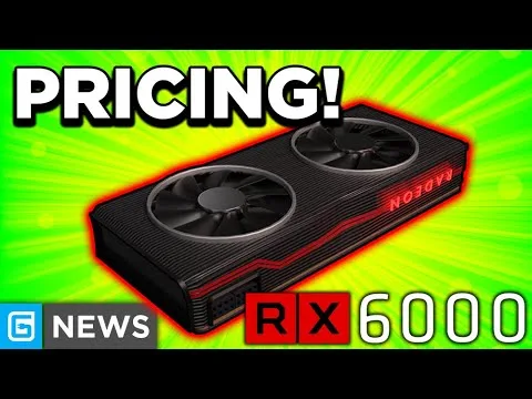 Progressive Robot, thumbnail showing Radeon RX 6000 graphics card with large PRICING! text and G NEWS label on green background