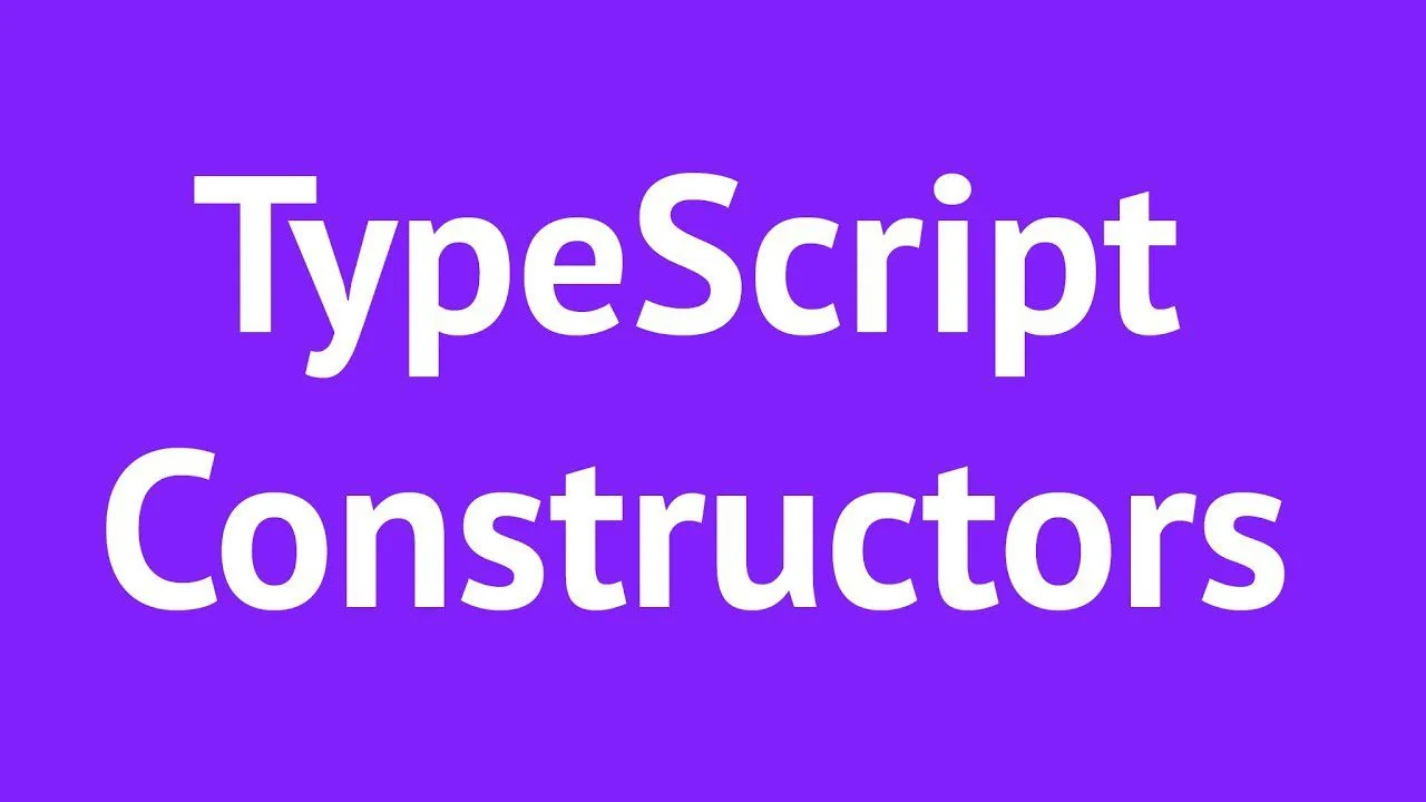 progressive Robot, white text reading TypeScript Constructors on a purple background