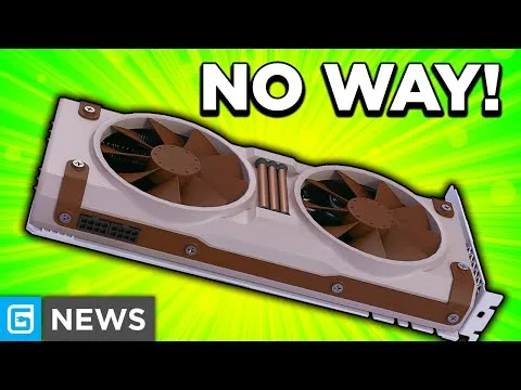 progressive Robot graphics card with two fans on a green background with the text NO WAY! and a G NEWS logo