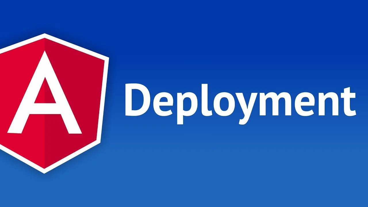 progressive Robot Angular logo with the word “Deployment” on a blue background