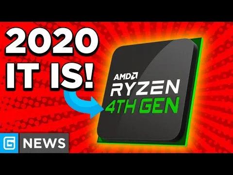 progressive Robot thumbnail showing “2020 IT IS!” and an AMD Ryzen 4th Gen chip icon with a news logo on red background