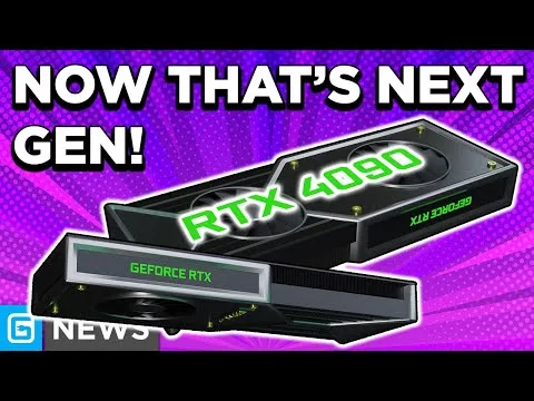 progressive Robot graphic showing RTX 4090 graphics card with text “NOW THAT’S NEXT GEN!” and “RTX 4090”