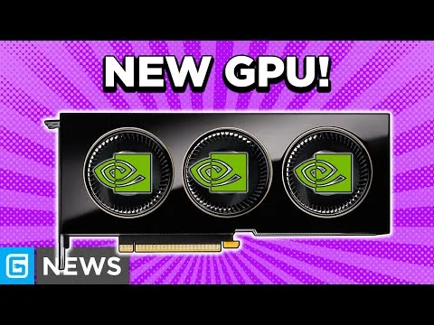 Progressive Robot graphic of an NVIDIA-style triple-fan GPU with the headline NEW GPU! on a purple burst background.