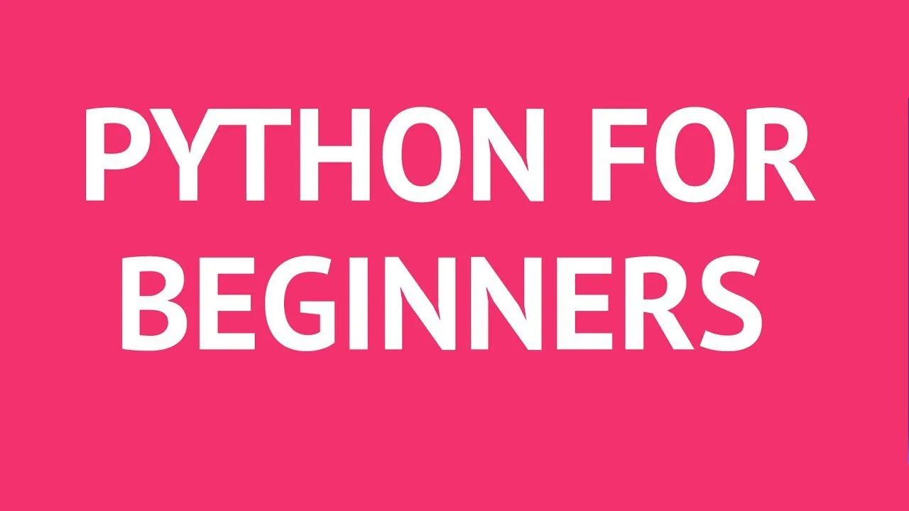 Progressive Robot text reading PYTHON FOR BEGINNERS on a pink background