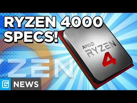 Progressive Robot - Thumbnail with AMD Ryzen 4 CPU chip and text “RYZEN 4000 SPECS!” and “NEWS” badge on blue background