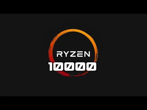 Progressive Robot Company Ryzen 10000 logo with orange circular ring on a dark background