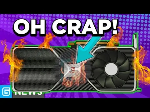 Progressive Robot - Graphics card illustration on fire with “OH CRAP!” text and arrow pointing to a damaged area