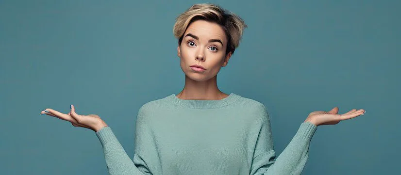 How Crypto Payment Gateways Can Help Businesses with Smooth Transactions 20 Progressive Robot' woman with short blonde hair shrugging with both palms up against a blue background