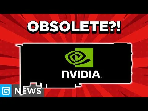 Progressive Robot graphic with NVIDIA logo on a torn black banner, red burst background, and headline text OBSOLETE?!