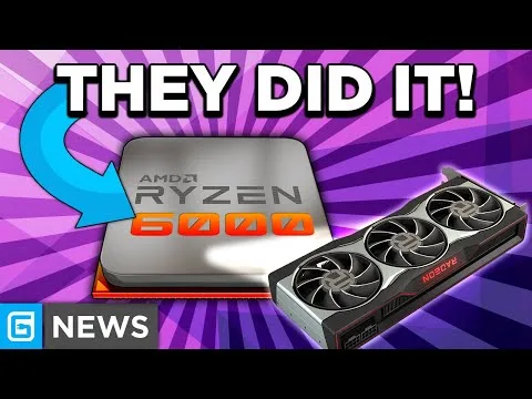 Progressive Robot graphic with text THEY DID IT!, a Ryzen 6000 chip and a Radeon RX 6700 XT graphics card on a purple burst background.