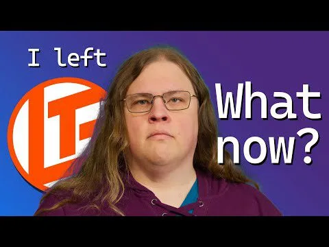 Progressive Robot thumbnail with person in glasses, text I left and What now? on a purple background with an orange logo