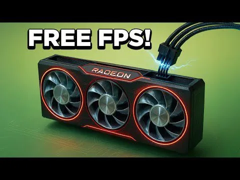 Progressive Robot graphic card with three cooling fans and power cables, with text reading FREE FPS!
