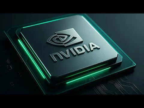 Progressive Robot concept image of an NVIDIA graphics chip with glowing green edges on a dark circuit board.