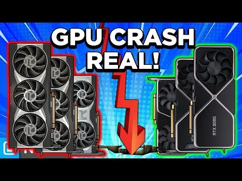 Progressive Robot thumbnail showing GPUs with fans and text “GPU CRASH REAL!” with a red downward arrow.