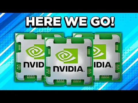 Progressive Robot graphic with three NVIDIA chips and the text HERE WE GO!