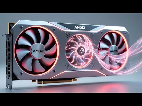 Progressive Robot concept graphic card with dual cooling fans and glowing pink energy swirl in the center.