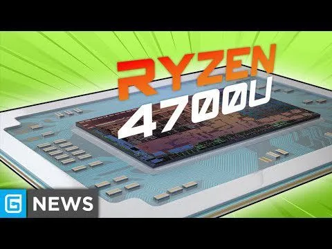 Progressive Robot graphic of a computer chip with large text reading RYZEN 4700U and a G NEWS logo.