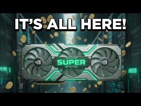 Progressive Robot promotional graphic with “IT’S ALL HERE!” text above a green NVIDIA GeForce RTX SUPER graphics card.
