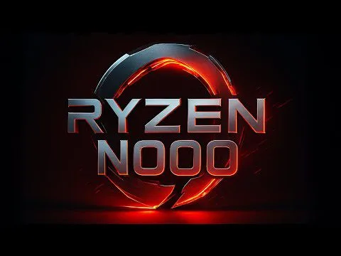 Progressive Robot logo featuring metallic text RYZEN NOOO inside a glowing red circular ring on a dark background.