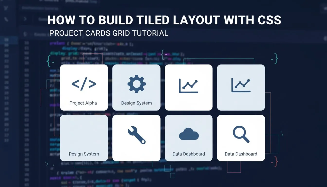 create cover image for tutorial How to Build Tiled Layout with CSS – Project Cards Grid Tutorial.