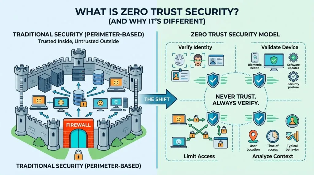 ZERO TRUST SECURITY: THE 2026 CIO'S SURVIVAL GUIDE TO ENTERPRISE PROTECTION 10 WHAT IS ZERO TRUST SECURITY? (AND WHY IT'S DIFFERENT)