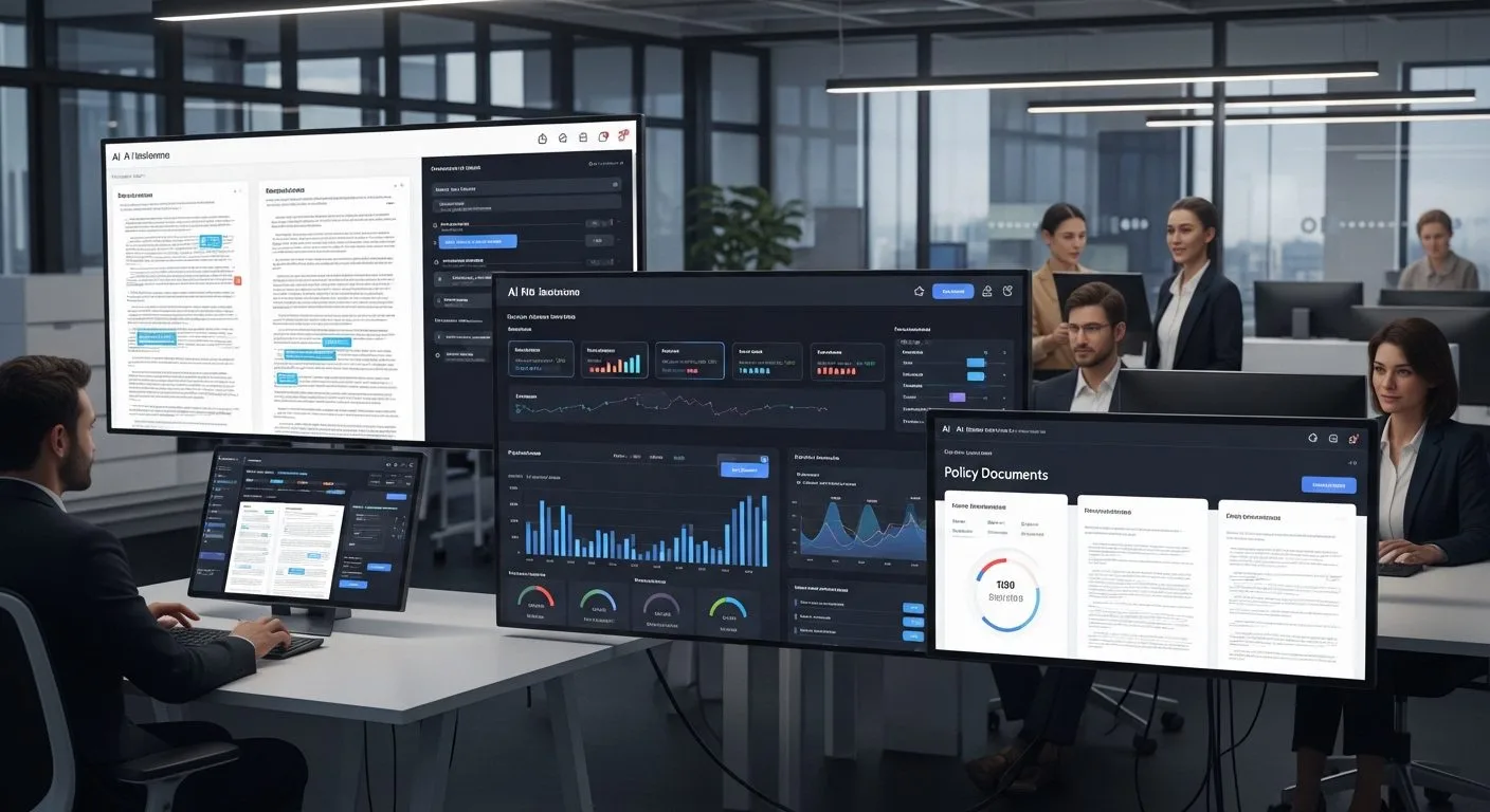 What is jAIme shown as a compliance AI platform analyzing regulations, standards, policies, and records-management workflows for enterprise teams