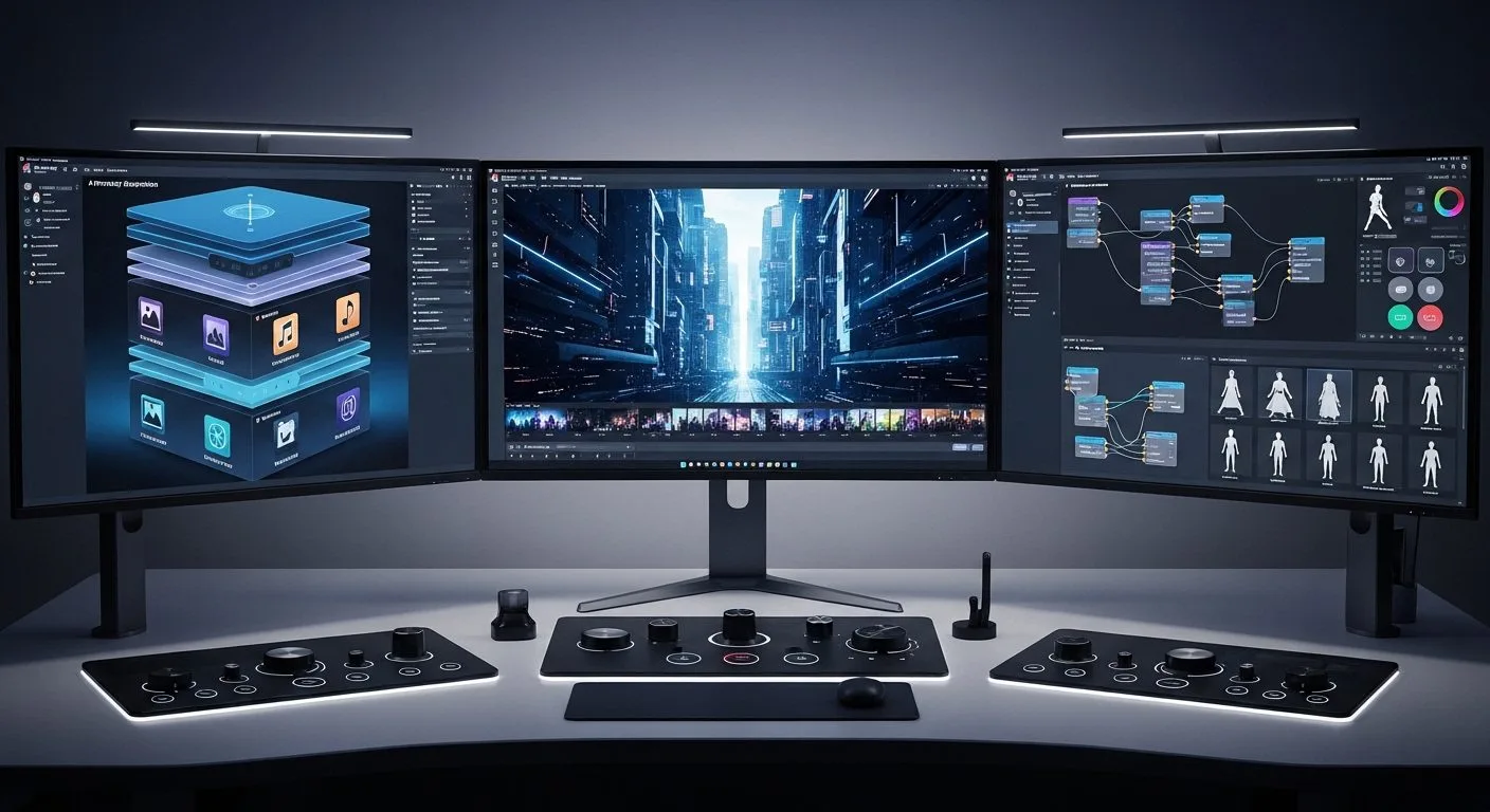 What is Runway shown as an AI video platform with cinematic generation tools, workflows, characters, and editing controls