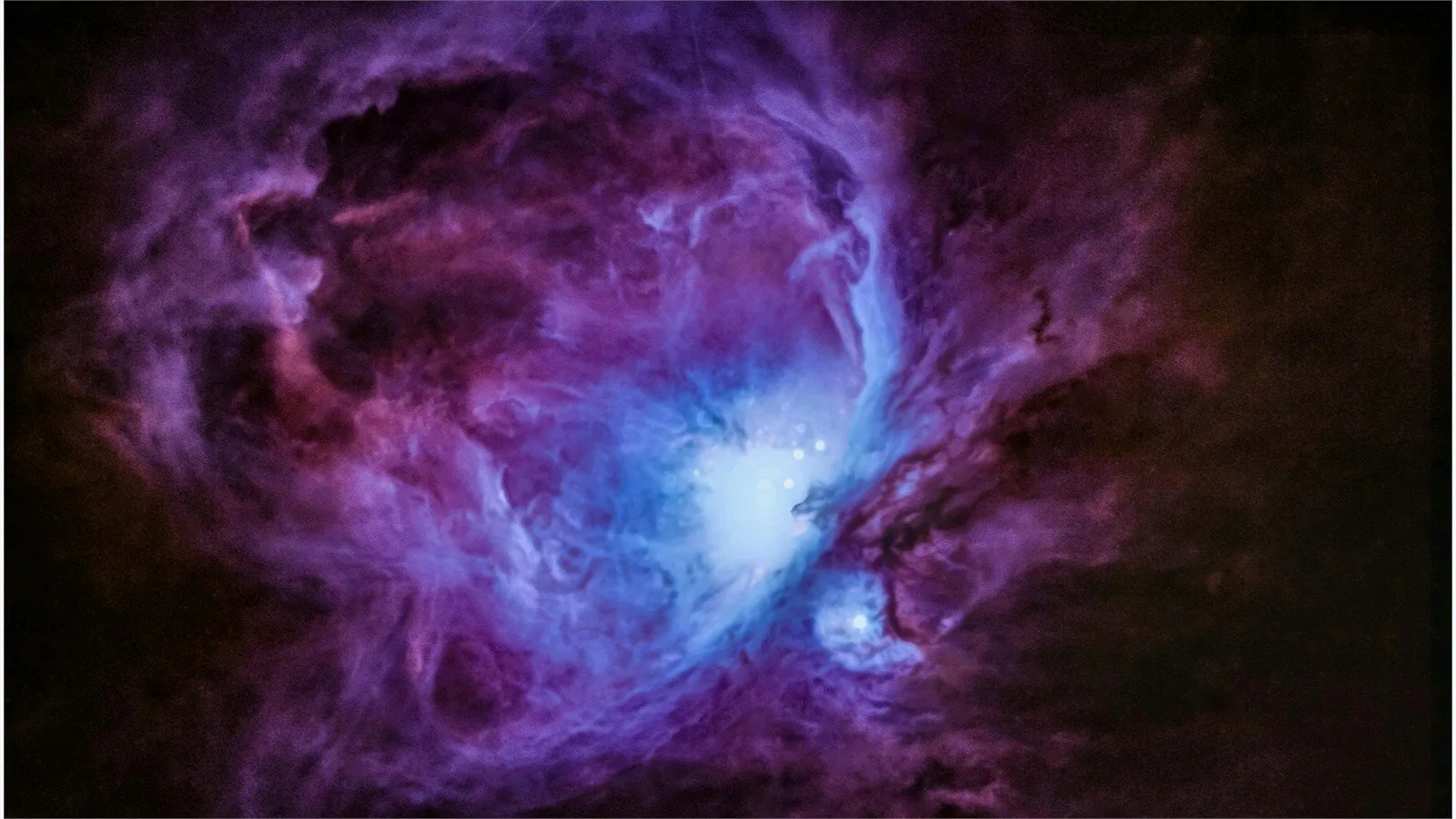 AI galaxy hunters concept with a vivid Orion Nebula glowing in deep space