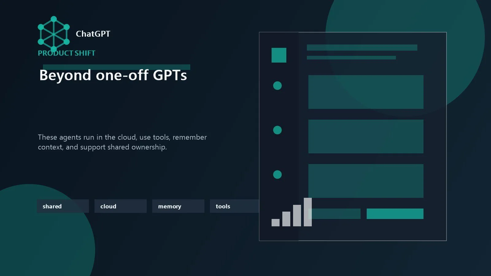 Shared agent workspace showing how cloud-running ChatGPT tools go beyond earlier GPT customizations