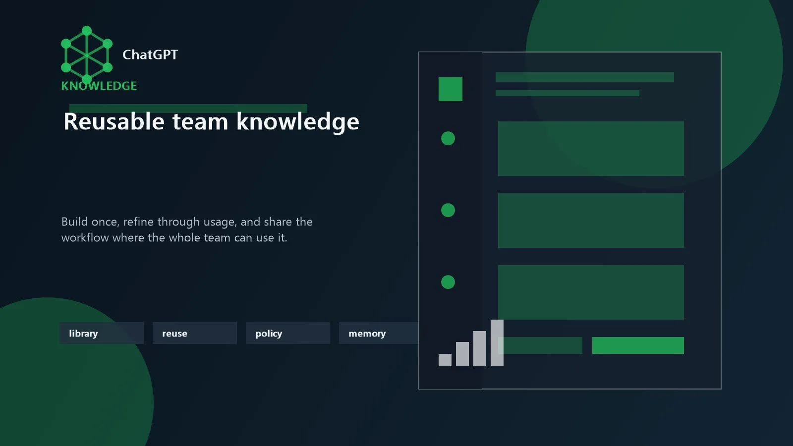 Team knowledge library and workflow memory shown through a reusable agent workspace